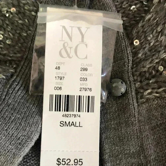NY&C size small button up sweater cardigan gray - Picture 5 of 15